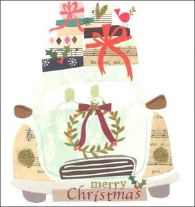 グリーティングカード クリスマス「プレゼントを乗せた車」メッセージカード