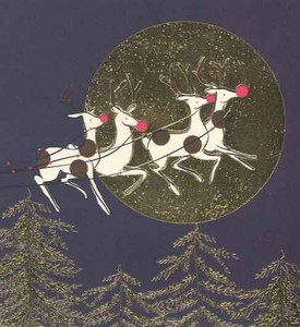 グリーティングカード クリスマス「トナカイと月」メッセージカード
