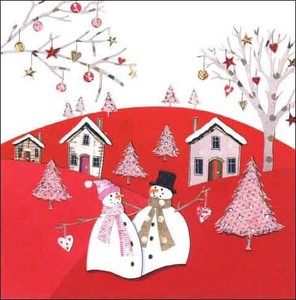 Greeting Card Mini Christmas Snowman Message Card