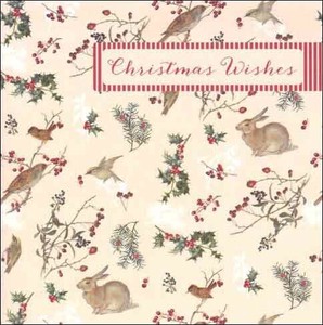 ミニグリーティングカード クリスマス「鳥とうさぎと木の実」メッセージカード