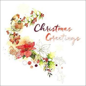 グリーティングカード クリスマス「ポインセチアのリース」メッセージカードリース 花