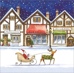 グリーティングカード クリスマス「街を走るサンタさん」メッセージカード