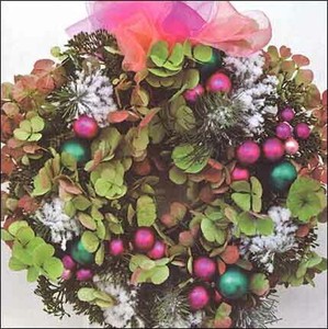 Greeting Card Wreath Pink Christmas Message Card