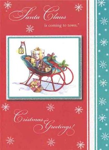 グリーティングカード クリスマス「そりとプレゼント」メッセージカード