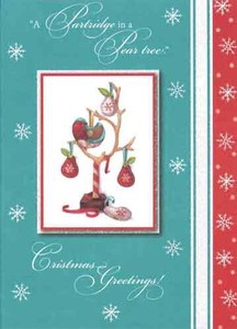 グリーティングカード クリスマス「小鳥の飾り」メッセージカード