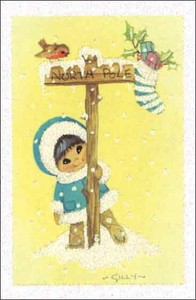 ミニカード クリスマス「子どもと小鳥」メッセージカード