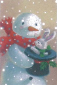 ミニカード クリスマス「スノーマンとうさぎ」メッセージカード