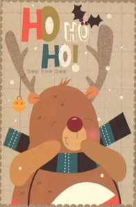 ミニカード クリスマス「トナカイの格好をしたクマ」メッセージカード