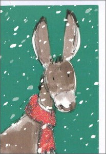 ミニカード クリスマス「フェスティブフレンズ マフラーをつけたロバ」メッセージカード