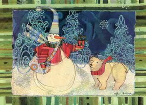 グリーティングカード クリスマス「スノーマンとクマ」メッセージカード