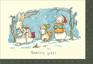 グリーティングカード クリスマス「プレゼント」メッセージカードうさぎ ラビット