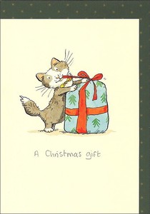 Greeting Card Christmas Christmas Gift Message Card Cat