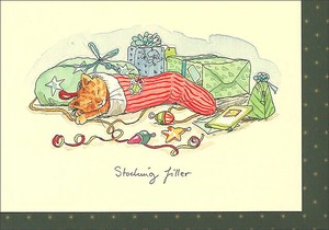 グリーティングカード クリスマス「お休み中」メッセージカード猫