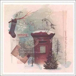 グリーティングカード クリスマス「サンタクロースを待つ小鳥」メッセージカード