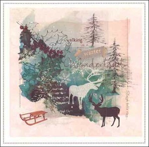 グリーティングカード クリスマス「冬の散歩」メッセージカード