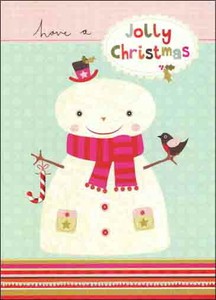 グリーティングカード クリスマス「雪だるまと小鳥」メッセージカード
