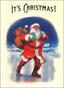 Greeting Card Christmas Skate Santa Claus Message Card