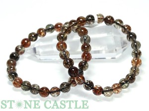 ☆高品質☆【天然石 ブレスレット】ブラックタイチンスーパーセブン (5A) (約7.5〜8mm) 【天然石】