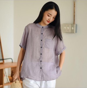 Button Shirt/Blouse Summer Ladies' Short-Sleeve NEW