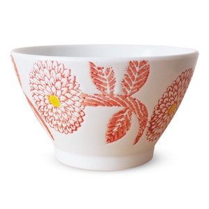 Hasami ware Rice Bowl Red Dahlia 10.8cm Made in Japan
