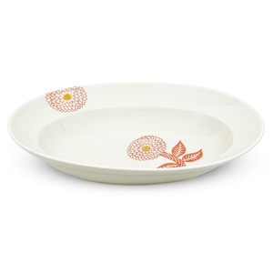 Hasami ware Divided Plate Red Light Dahlia L M Made in Japan