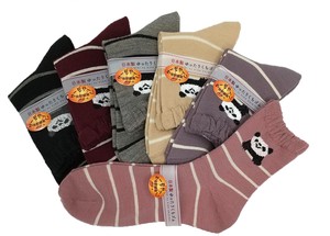短袜 横条纹 熊猫 日本制造