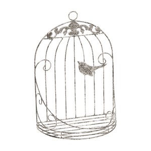 【セール品】鳥かご・バルコニー小　グレイ　ワイヤーベース　ディスプレイ