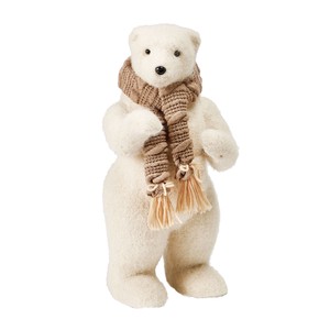 Beige Polar Bear Ornament Christmas Display
