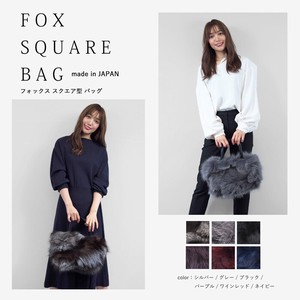 日本製 フォックスファー 牛革持ち手 全6色 ハンドバッグ カバン 鞄 リアル 毛皮 FOX FUR JAPAN