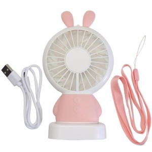 【ハンディ扇風機】ANIMAL HANDY FAN LEDライト付きハンディファン うさぎ型 ピンク