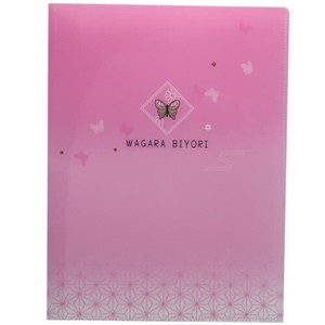 File WAGARA BIYORI Pink Pocket File 10-Pocket Folder Clear