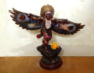 テッド・ブレイロック インディアン酋長 聖なる守護者イーグル・ダンサー彫刻 インテリア彫像