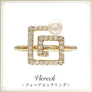【 K10YG・PG・WG】パール アコヤ真珠 ホワイトダイヤ フィーアエックリング