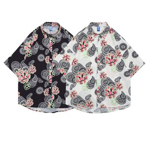 Button Shirt Floral Pattern Short-Sleeve