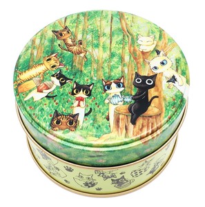 【国産原料】絢爛茶缶　森の猫　ブレンド茶　ねこ、ギフト、おしゃれ缶
