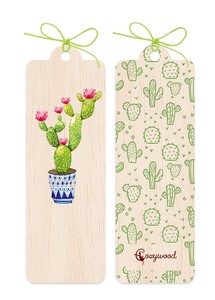 Little Natural Wood 100 Bookmark Bookmark Cactus Flower