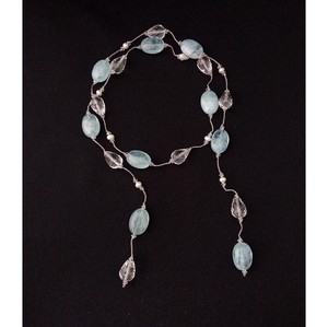 Aquamarine/Coral Necklace Clear