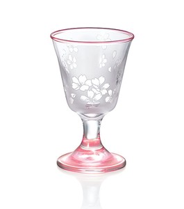サンドブラスト　桜の舞・台付冷酒グラス