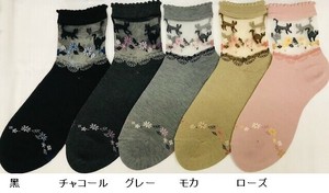 再販　2024　秋冬厳選【奈良産】婦人テグスクルー　カシミヤ混　花ネコ柄