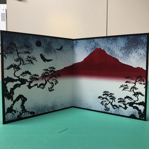 fd-007　ミニ屏風　赤富士