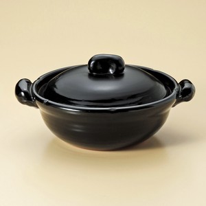黒釉（手造り）鍋（萬古焼）6号〜10号　日本製