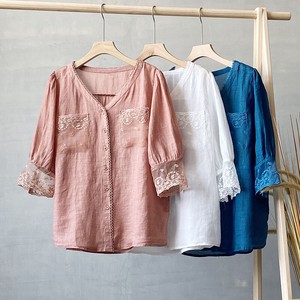Button Shirt/Blouse V-Neck Ladies' NEW