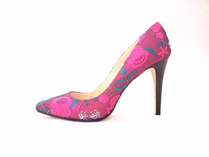EVE　パンプス　刺繍　婦人靴　ピンク　ハイヒール　大きいサイズ　LL
