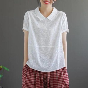 Button Shirt/Blouse Tops Summer Ladies' Short-Sleeve NEW