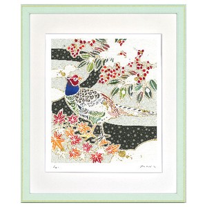 【2021秋冬】切り絵作家　平石智美「キジと雪の庭」版画　アート