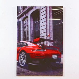 ガラスア—ト  NNGA-007 『ポルシェ 911 GT2RS』 壁飾り 飾り板　アメリカン雑貨
