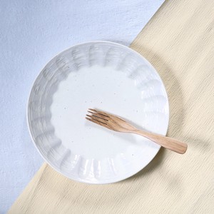 しのぎ型　白粉引　8.0皿【美濃焼　パスタ皿　大皿　plate　盛皿　日本製　和食器】ヤマ吾陶器