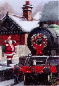 グリーティングカード クリスマス「機関車とサンタクロース」 メッセージカード