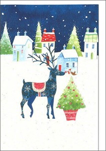 グリーティングカード クリスマス「街中のトナカイ」 メッセージカード
