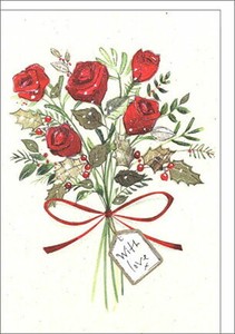 グリーティングカード クリスマス「バラとヒイラギ」 メッセージカード